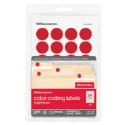Office Depot Removable Round Color-Coding Labels, 3/4" Diam, Red, 1008-Pack