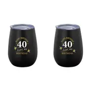 2x 40th Birthday 360ml Stainless Steel Double Walled Tumbler Insulated Mug Black