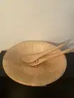Dansk Large Wood Salad Serving Bowl 3-Piece Set internatio Blonde Danish Modern
