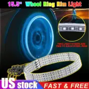 4Pcs 15.5''inch Double Row LED Wheel Ring Lights Bluetooth Color RGB Rim Lights