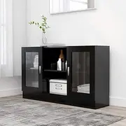 Vitrine Cabinet Black 120x30.5x70 cm Engineered Wood,Buffets & Sideboards 29.4KG-802787