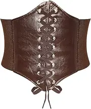 [YeeHeen] Corset Waist Belt for Women Lace-up Wide Leather Belts Elastic Tied Waspie Waist Cinchers for Dress