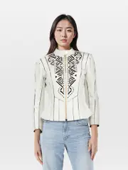 White Leather Panelled Jacket