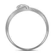 14k White Gold Round Diamond-accent Two-tone Heart Band Ring 1/20 Cttw