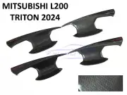 Black Carbon 4 Door Handle Bowl Insert Cover Fits Mitsubishi L200 Triton MV 2024