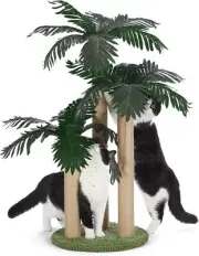 31.5Inch Cat Scratching Post,Cat Scratcher Tree with 3 Scratching Poles & 2 I...