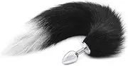 Fox Tail Butt Plug Sex Toys for SM & Cospaly (Black-White)