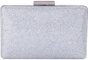 [Damara] Womens Sparkling Metal Lock Clutch Evening Bag,Silver