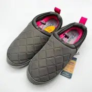 Dluxe by Dreamfoams Slippers Womens XL 11-12 Gray Pink ENN All Day Slides Comfy