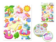 UNICORNS wall stickers 11 colorful 3-D pop-up decals Summer Theme beach shells