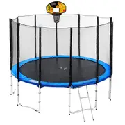 16ft Round Trampoline Free Safety Net+pad+mat+ladder+shoe Tidy+basketball Set