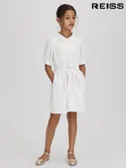 Reiss Ivory Dannie 4-9 yrs Embroidered Puff Sleeve Dress (K72534) | $150