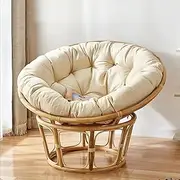 Round Papasan Chair Cushion, Hammock Swing Chair Cushion, Egg Chair Cushion, PP Cotton Filling, Waterproof Soft Papasan Chair Cushions for Indoors and Outdoors(Beige,120x120CM)