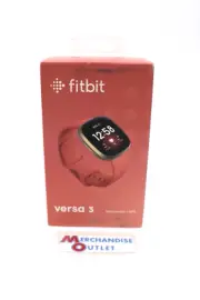 Fitbit Versa 3 40 mm Pink Rubber Case with Gold Aluminum Band GPS Smartwatch