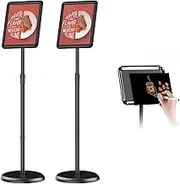 Newzueby Adjustable Pedestal Floor Stand Sign Holder for 8.5 x 11 inches Poster, Snap open frame, Outdoor Indoor Standing Display Sign Holders. (2 Pack)