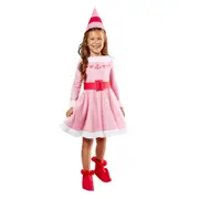4pc Elf Jovie Deluxe Costume Hat/Dress/Belt/Shoe Cover Outfit Set Pink