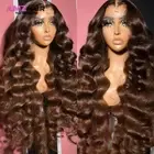 13X4 Body Wave Chocolate Brown Hd Lace Frontal Human Hair Wig Brazilian Glueless
