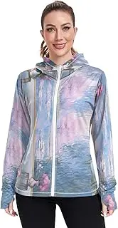 [RPLIFE] Water Lily Pond by Claude Monet Sun Protection Hoodie Upf 50+, Long Sleeve Zip up Outdoor Jacket