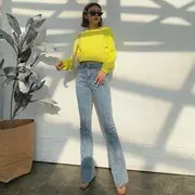 High-Waist Boot-Cut Jeans Denim Blue - 27