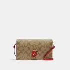 NWT Anna Foldover Clutch Crossbody In Signature Canvas With Strawberry CH547
