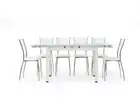 Extendable Table Glass Metal Extensible Cooking Lunch 6 Places
