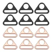 1 Inch 12 Pcs Triangle Buckle Adjuster for Bag Rose Gold/Matte Black