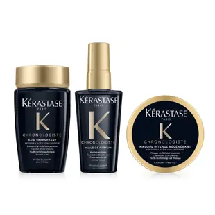 【Kerastase 巴黎卡詩】 黑鑽極萃逆時菁華旅行組(髮膜75ml + 髮浴80ml+香氛露50ml)_國際航空版