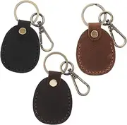 [GANAZONO] 3Pcs Retro PU Access Card Holder with Keychain Chic Handmade Key Fob Case for Women Stylish Smart Key Storage Pouch Vintage Design