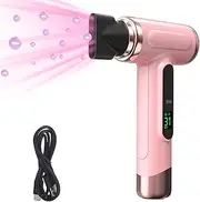Cordless Travel Hair Dryer Rechargeable, 3 Speeds or 3 Temperatures, Digital Screen Compact, Lightweight, Fast Drying for Women or Men on the Go (Pink)
