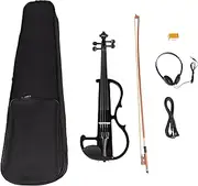 Aswalling Beginner 4/4 Electric Violin Ebony Silent Violin Electric Violin Introductory Set