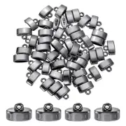 50Pcs Leather Cord End Caps, 12mm ID Flat Barrel Terminators, Black