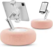 Tablet Stand, Kindle Cushion Holder, Compatible with 4.7-13 Inch Phone/Tablet, iPad, iPhone, Kindle, Mobile Phone Stand, Height Angle Adjustment, 5.7 Inch Removable Cushion, Pink