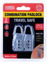 3-Digit Combination Padlock, Grey (Pack of 2)
