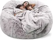 [HHCTEBEC] Giant Bean Bag Chair Cover (No Filler, Cover Only) Bean Bag Chairs for Adults Big Round Soft Fluffy PV Velvet Sofa Bed Cover for Organizing Plush Toys or Memory Foam,B-6ft:150×75cm