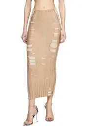 [Diesel] Diesel - Seamless midi skirt with lingerie illusion - Skirts - Woman - Beige S Beige