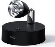 BYVCUI Rechargeable LED Spotlight, Indoor Uplighting, Wireless Wall Picture Lights, Dimmable Reading Lamp with Remote Control Timer, Plants Spot Light, Display Lights for Dartboard (Black)