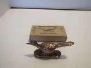 VTG NIB COPPER BRONZED ROADRUNNER HEN BIG NECK PHEASANT PAPERWEIGHT IN BOX