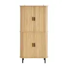 Design Square Galene Tall 4-Doors Storage Cupboard Display Cabinet Slat Oak