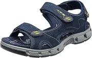 [OutPro] Men's Leather Sandals Outdoor Sports Sandals Waterproof Hiking Sandals Velcro Open Toe Summer Sandals Shoes, Blue 7837, 9.5 AU