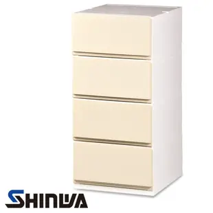 日本品牌 SHINWA 伸和 四層收納櫃 寬35cm 米白色