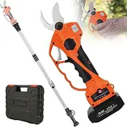 Cordless Electric Pruning Shears - 25v Professional Tree Branch Pruner Lithium Battery Powered, Foot High Reach Extension Pole, Cutting Times Indicator,3cm-Withpole