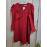在飛比找蝦皮購物優惠-IE-shop 暗紅色胸前玫瑰洋裝/連身裙(XXL)