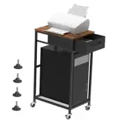 Computer Tower Stand PC Tower Stand with Storage Drawer 2 Tier Wood Brown