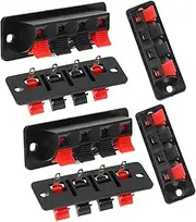 Veemoon Reliable Speaker Terminal Strip Block Stereo Connectors Red Black Easy to Use DIY Audio Amplifier Parts
