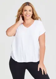 [Taking Shape] Taking Shape Natural Everyday V-neck T-shirt Size 16 in White, Viscose - Plus Size Women's Tops & T Shirts White