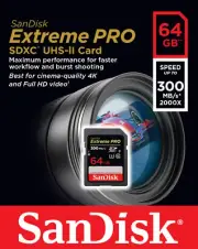 SanDisk 64GB SDXC Extreme Pro UHS-II U3 300MB/s 4K Class 10 SD Card Camera 2000x