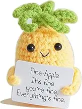 CIBBALIY Mini Knit Pineapple Yarn Christmas Ornament Handmade Crochet Pear with Card for Holiday Home Party Decoration Gifts