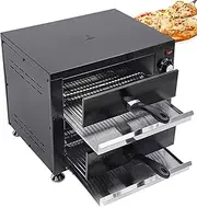 Electric Countertop Pizza Oven, 2-Layers Pizza Maker Cooker for Home, Stainless Steel Pizza Maker with 0-300°C Adjustable Temperature & 60mins Timer, for Restaurant Kitchen