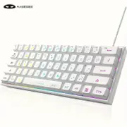 MageGee TS91 Mini 60% Gaming/Office Keyboard, Waterproof Keycap Type Wired RGB Backlit Compact Computer Keyboard For Windows/Mac/Laptop White