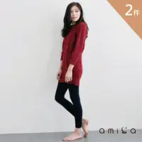 在飛比找momo購物網優惠-【amica】2件組 / 不倒絨終極發熱刷毛純色保暖褲襪(黑